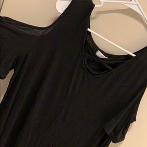 Black open shoulder dress